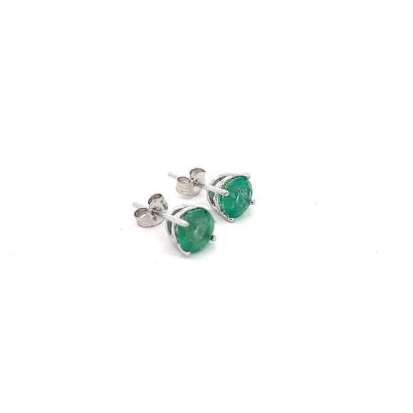 Natural Emerald Stud Earrings 14k White Gold 1.93 Carats Certified $1,995 121155 - Picture 7 of 12